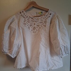 FARM Rio Large Cotton Peasant Blouse
